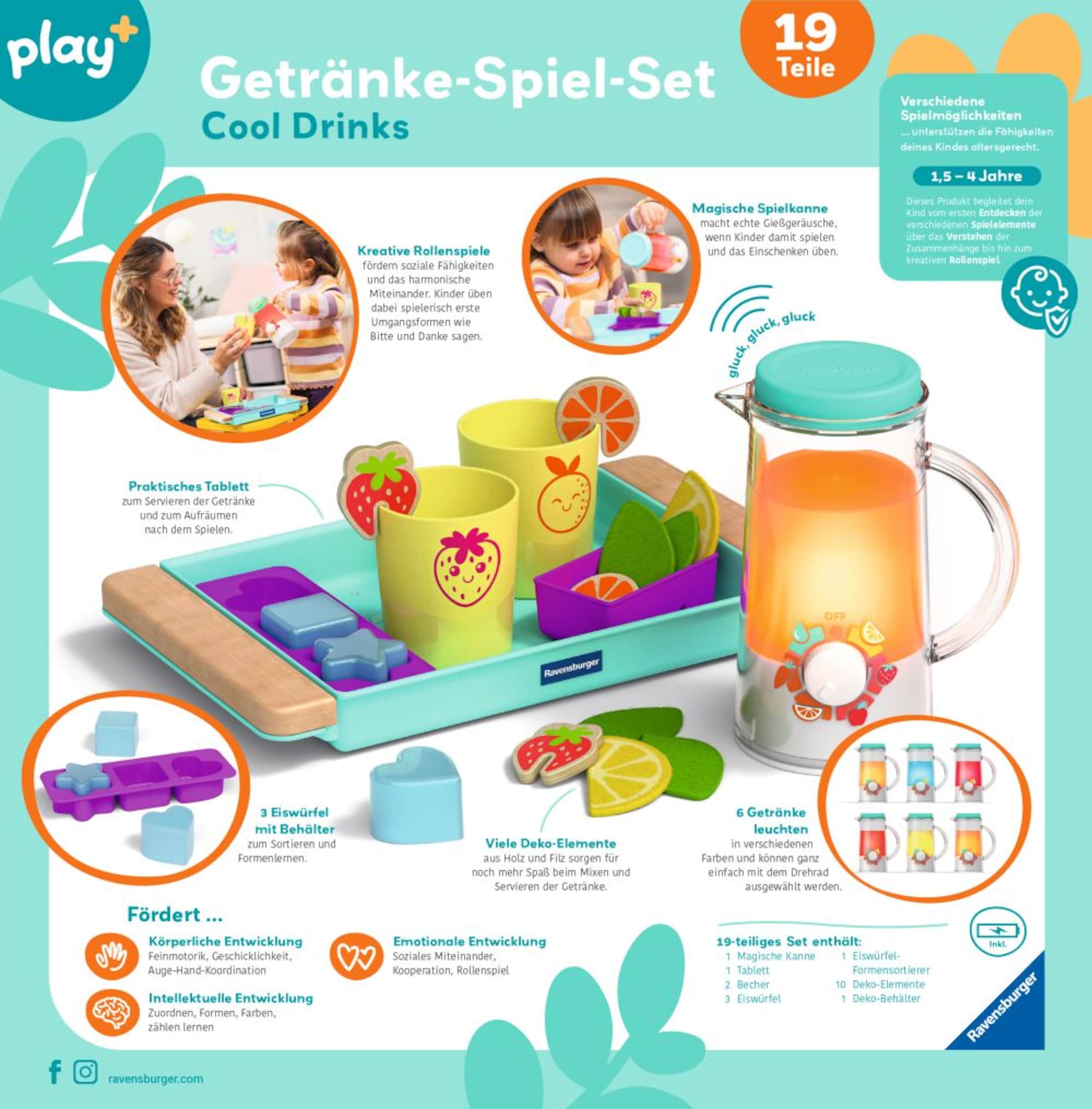 Ravensburger Play+ Getränke-Spiel-Set: Cool Drinks