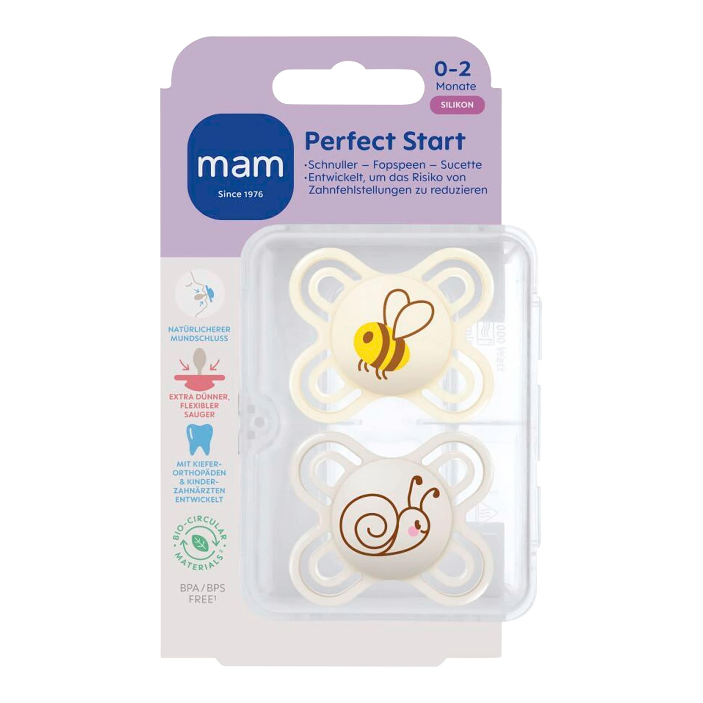 Mam 2er-Pack Schnuller Perfect Start Silikon, 0-2M