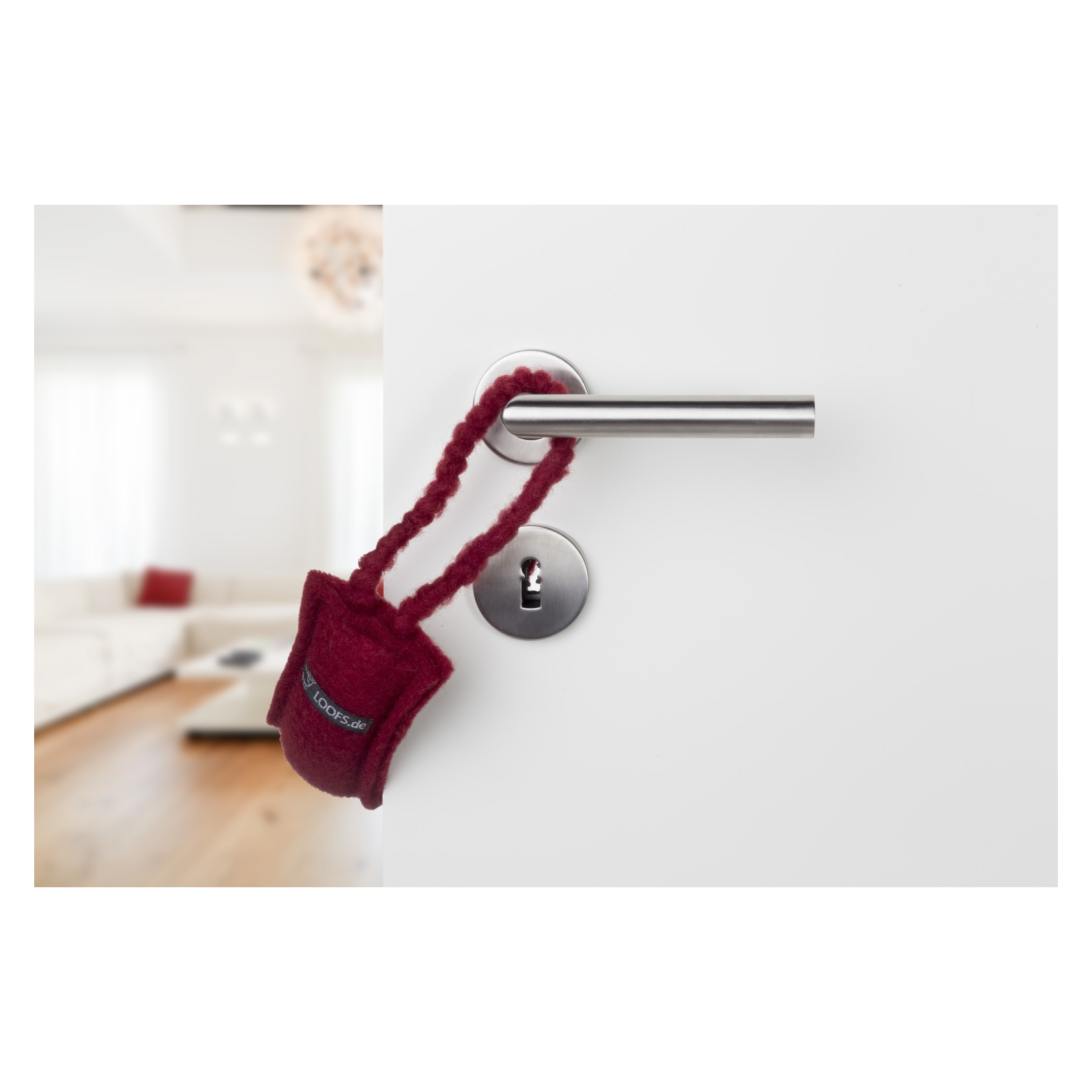 LOOFS-Design Tür Klemmschutz Türstopper Türkordel Doorstop klein BORDEAUXROT