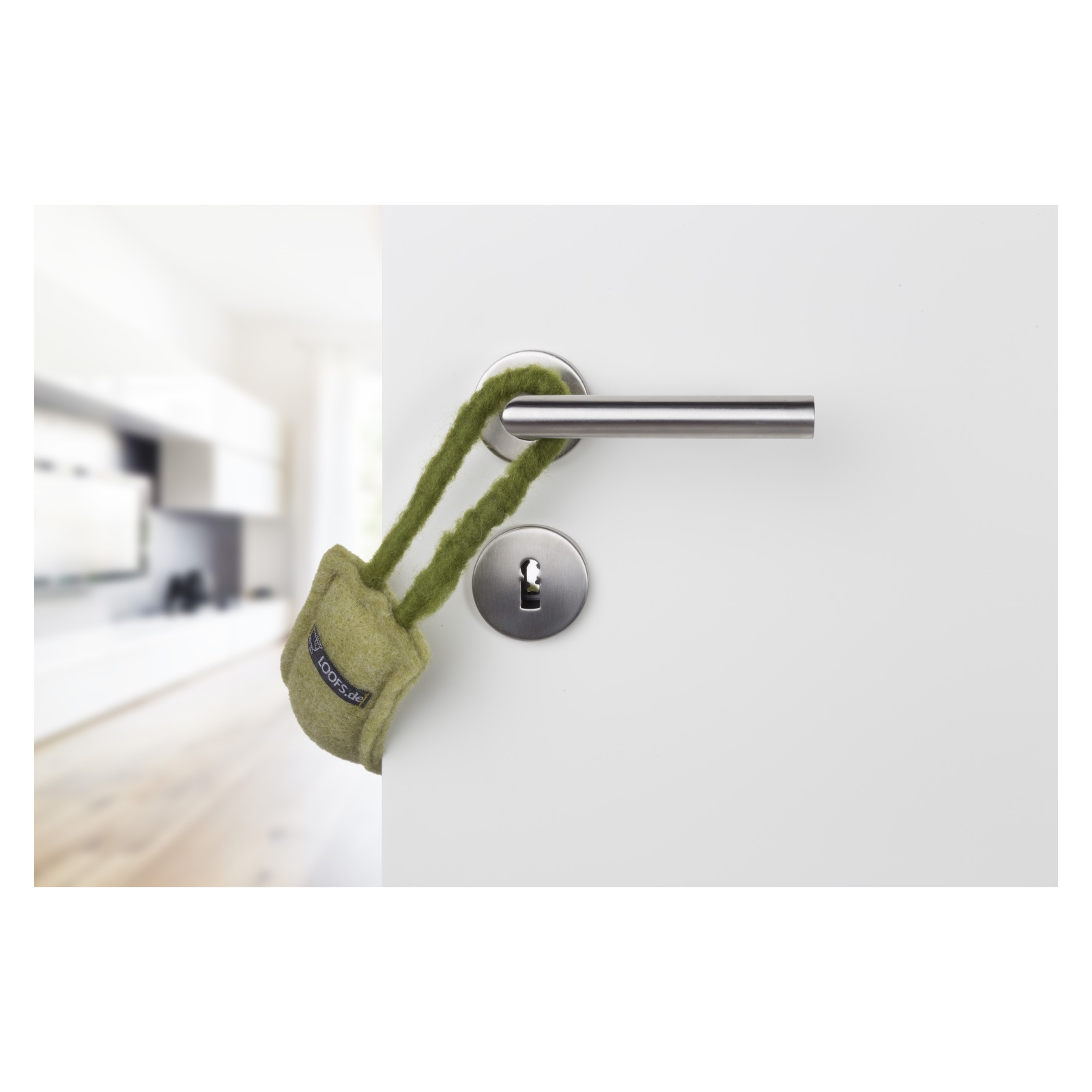 LOOFS-Design Tür Klemmschutz Türstopper Türkordel Doorstop klein HELLGRÜN