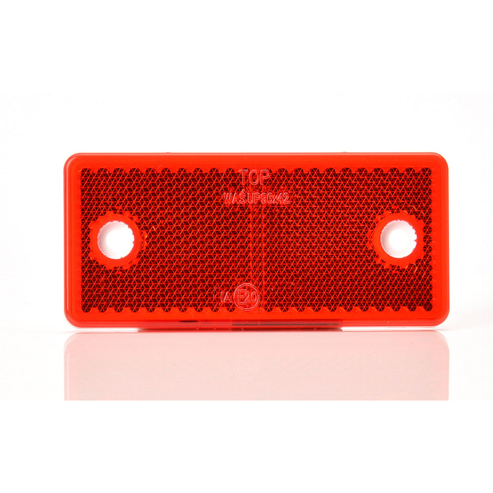 Reflektor 96 x 42 x 6 mm ROT ECKIG Schraubbefestigung mit E20 Anhänger PKW LKW