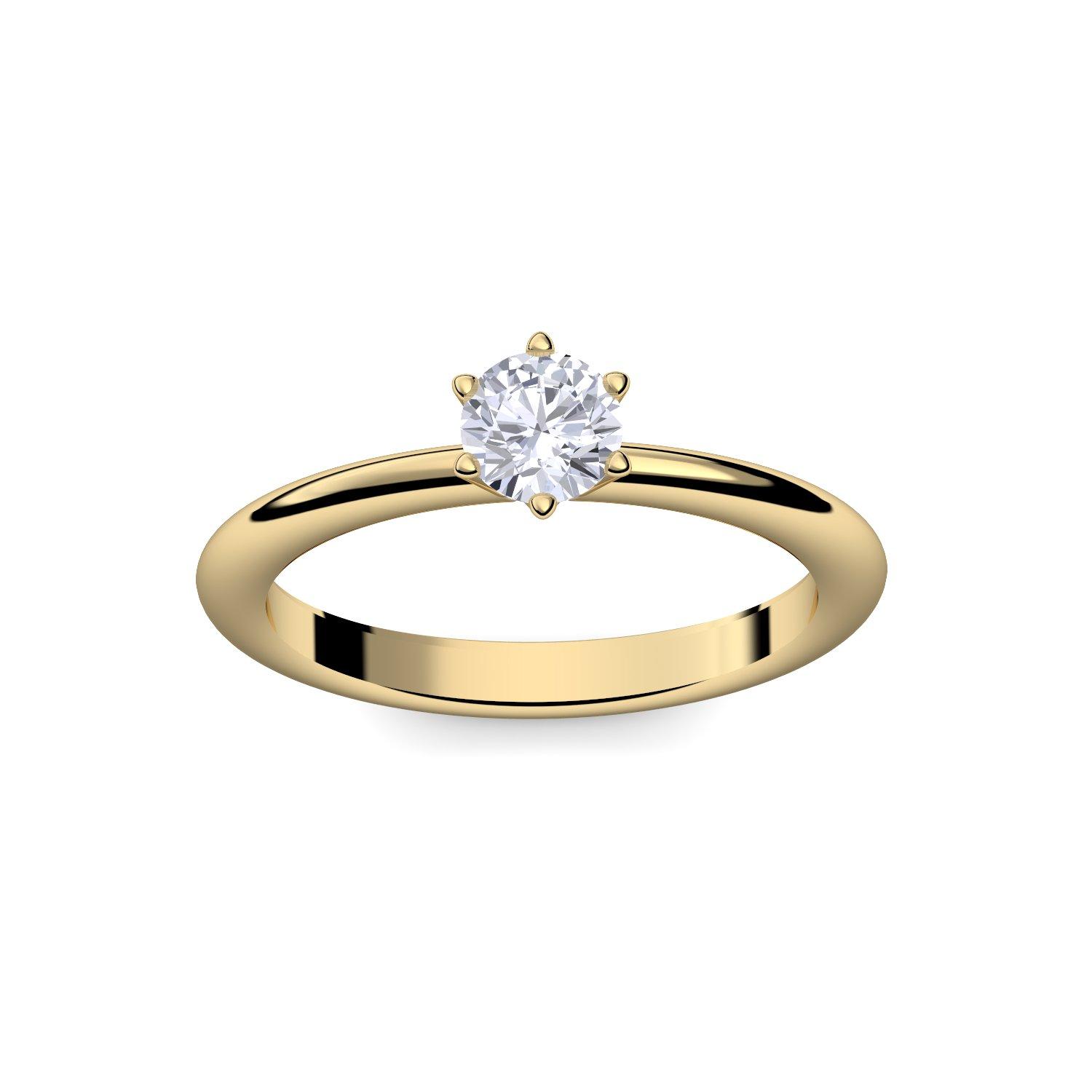 Verlobungsringe Gelbgold (Silber 925 hochwertig vergoldet) mit GRAVUR Verlobungsring mit Zirkonia Stein Gold-Ring Verlobung Antrag Damen Frauen
