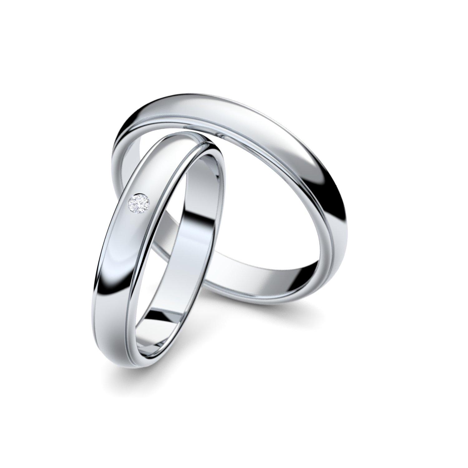Eheringe Verlobungsringe Trauringe Freundschaftsringe Silber 925 *GRATIS Etui* Zirkonia Paarpreis Set Partnerringe Herren und Damen Ring nickelfrei