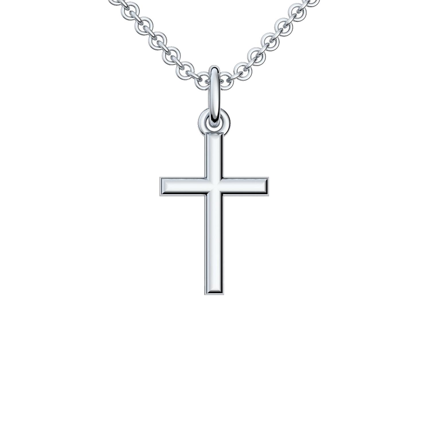 Silberkreuz mit Kette Taufkette Kreuz Kreuzkette Anhänger Silber 925 Taufgeschenke Taufschmuck für Junge Mädchen Religiöser Schmuck