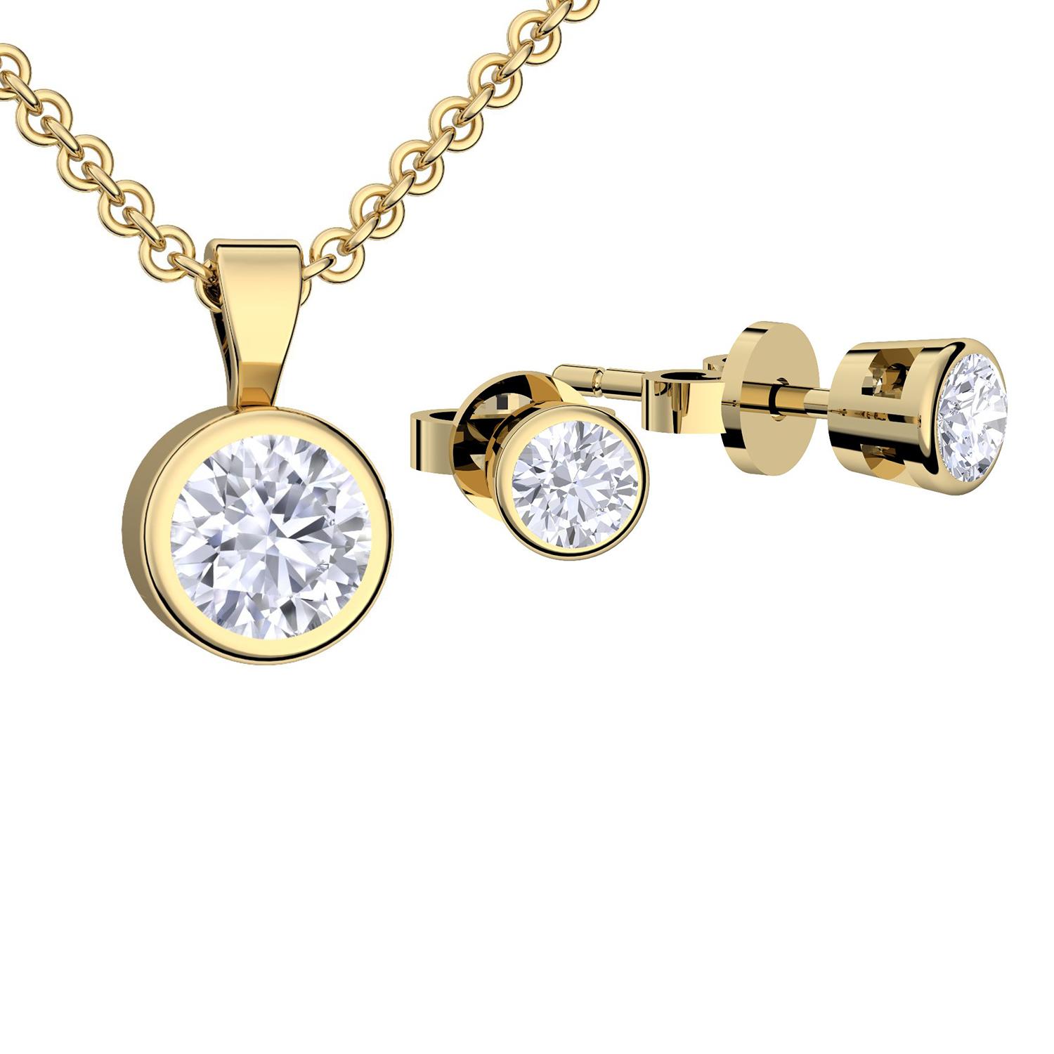 Schmuckset Damen Gold Ohrstecker und Halskette Zirkonia (echt Silber925 vergoldet) Gelbgold Schmuck Set Hochzeit Braut Echtschmuck Geschenk nickelfrei