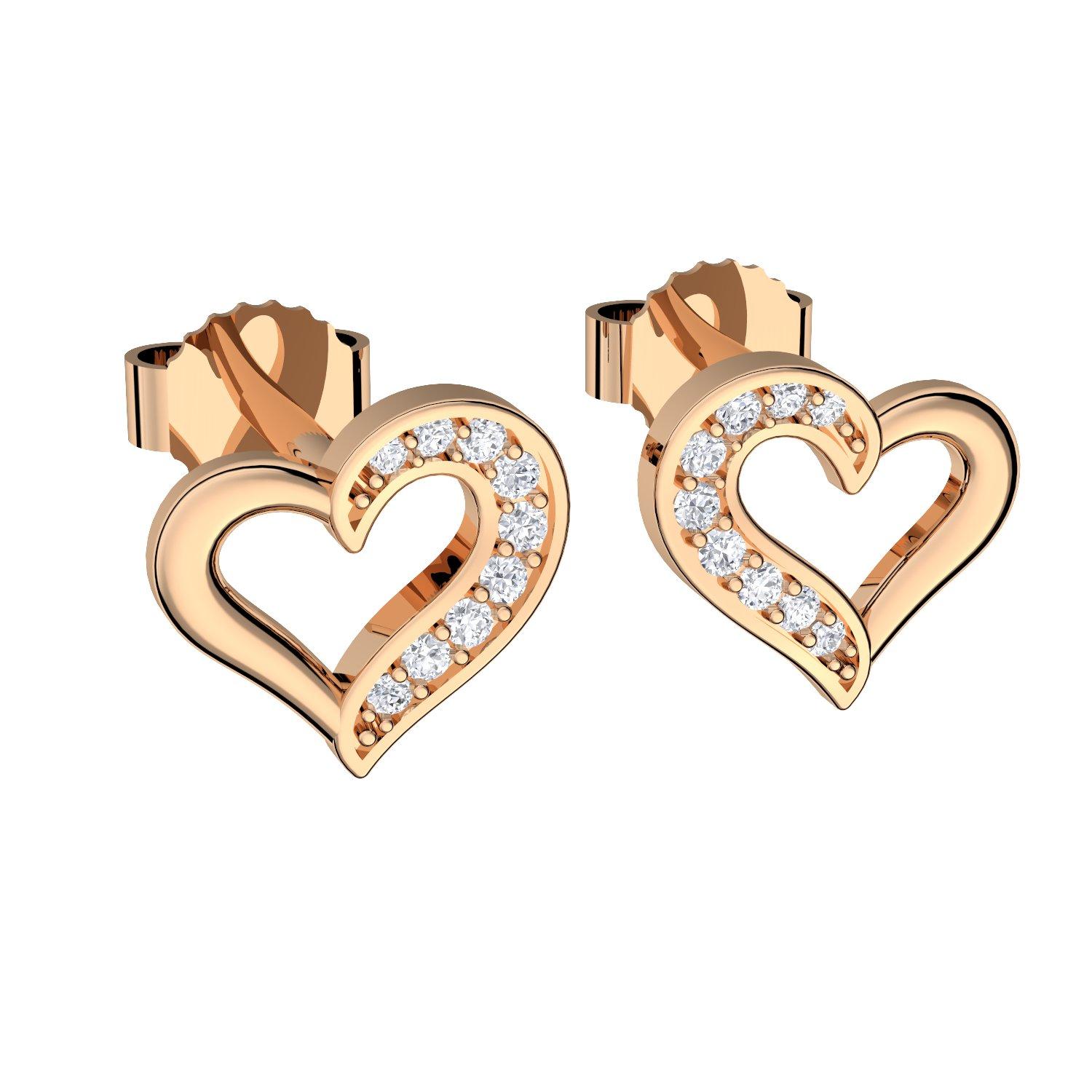 Zirkonia Herz Ohrringe Rosegold Ohrringe Herzform Rosegold Ohrstecker Herz Ohrringe romantische Geschenke 'Ich liebe ich' Geschenk für Freundin