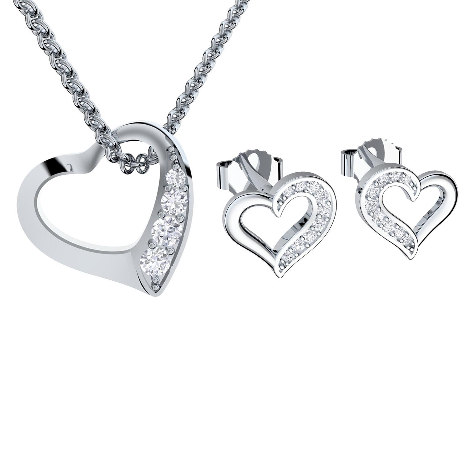 Schmuckset Herz Silber 925 Herzkette Herzanhänger Silber Set Kette und Ohrringe Herzform Kette Ohrringe Set Ohrstecker Zirkonia Echt Schmuck Frauen