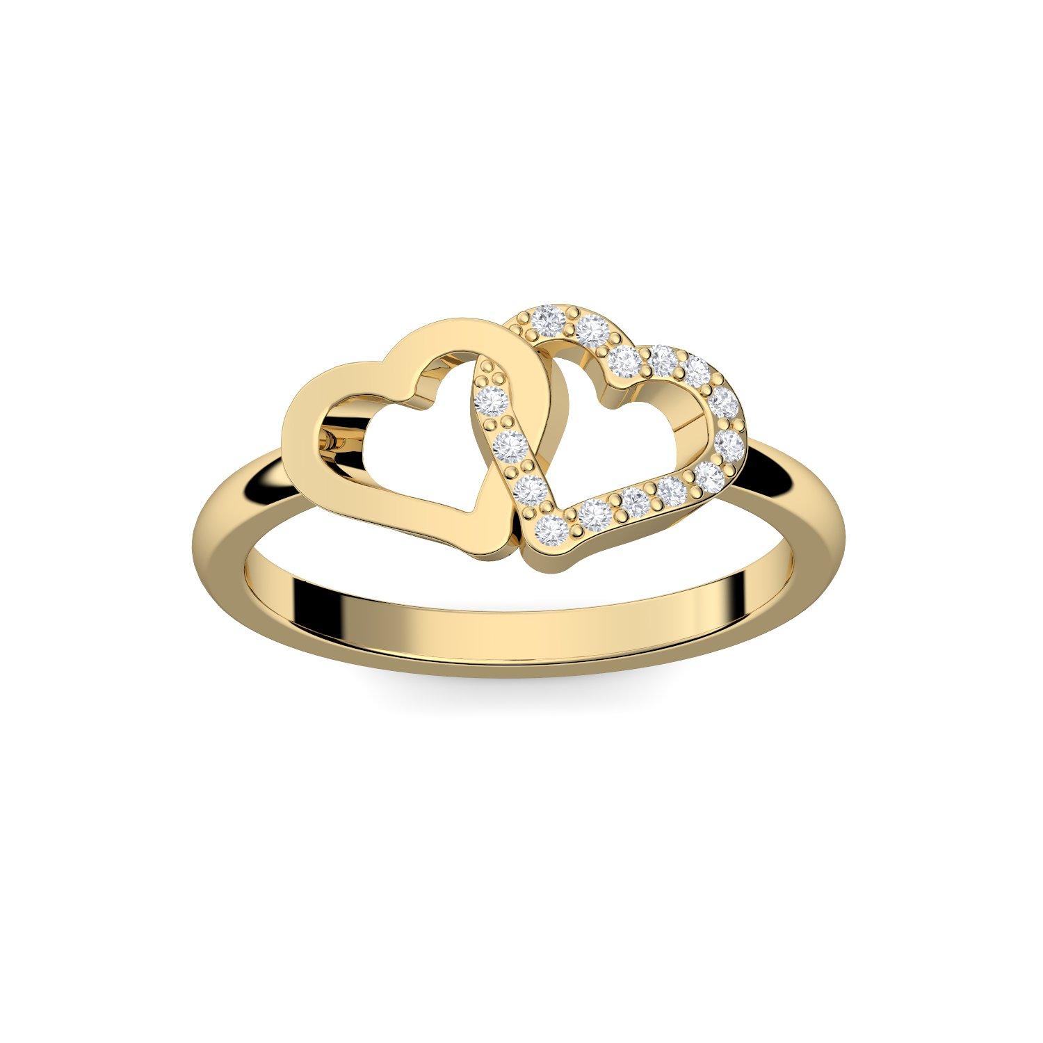 Herz Ring Gelbgold (hochwertig vergoldet) Herzringe Gold Ringe Herzform Ideen Geschenk für Freundin Verlobte Mädchen Verlobungsringe Liebesbeweis