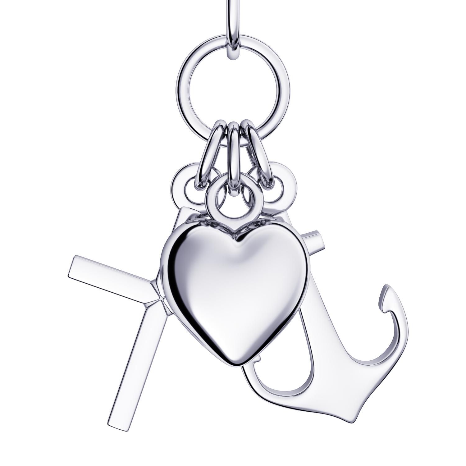 Herz Kreuz Anker Kette Silber 925 Glaube Liebe Hoffnung Kette mit Herzchen Ankerkette Kreuzkette drei Anhänger Silberkette