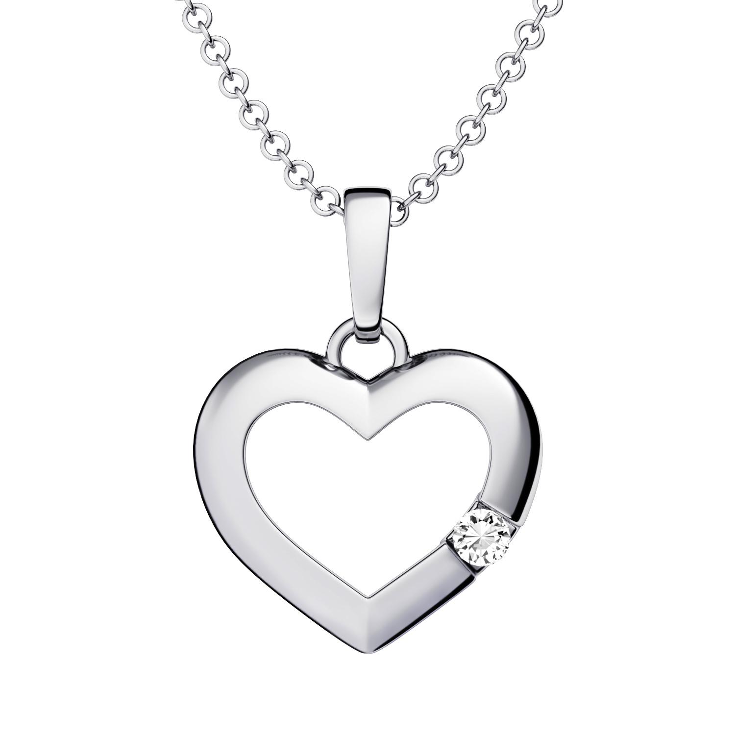 Kette Herzkette Silber 925 Halskette Damenkette mit Herz-Anhänger Geschenk-Idee Freundin Frau Damen Geburtstag Weihnachten Liebesgeschenk Schmuck