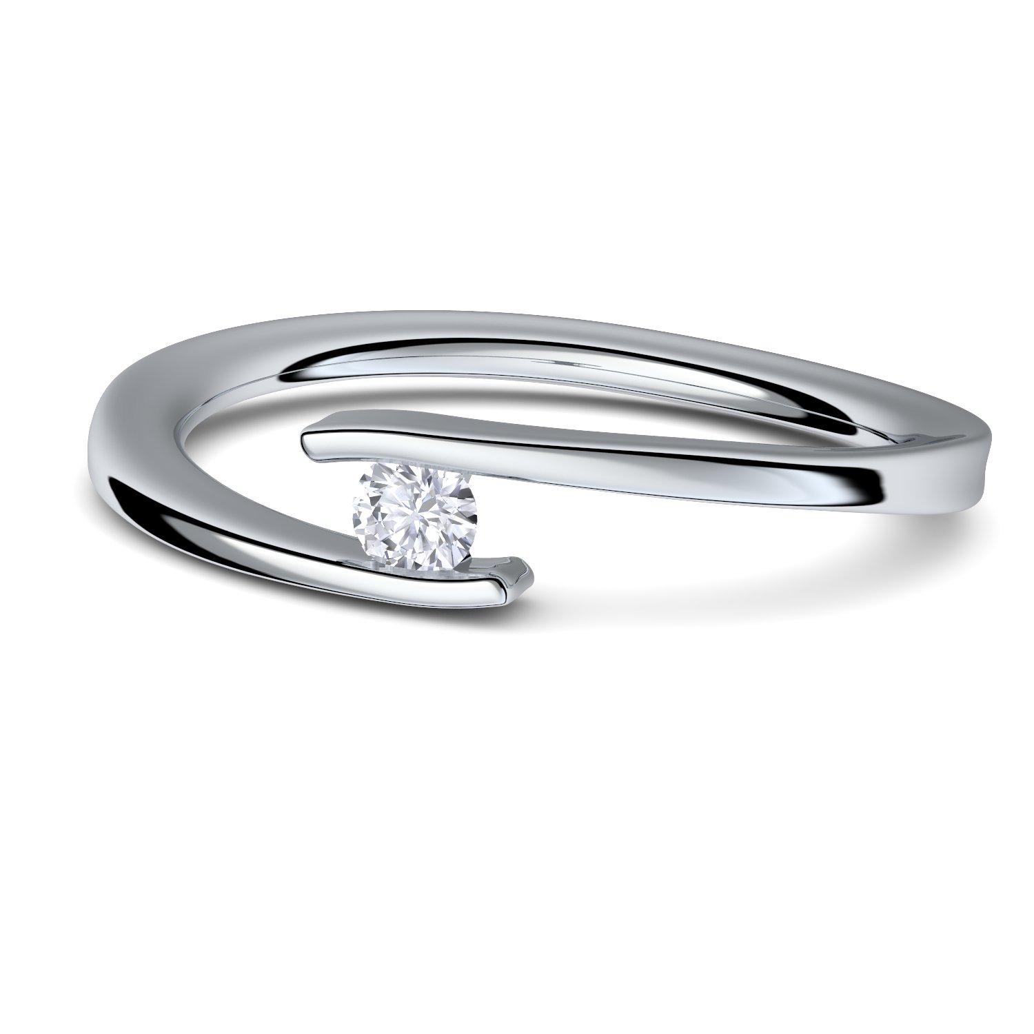 Verlobungsringe Silber Zirkonia 925 mit Zirkonia Ring Damenring + LUXUSETUI für Damen Frauen Freundin Heiratsantrag Silberring Amoonic Schmuck