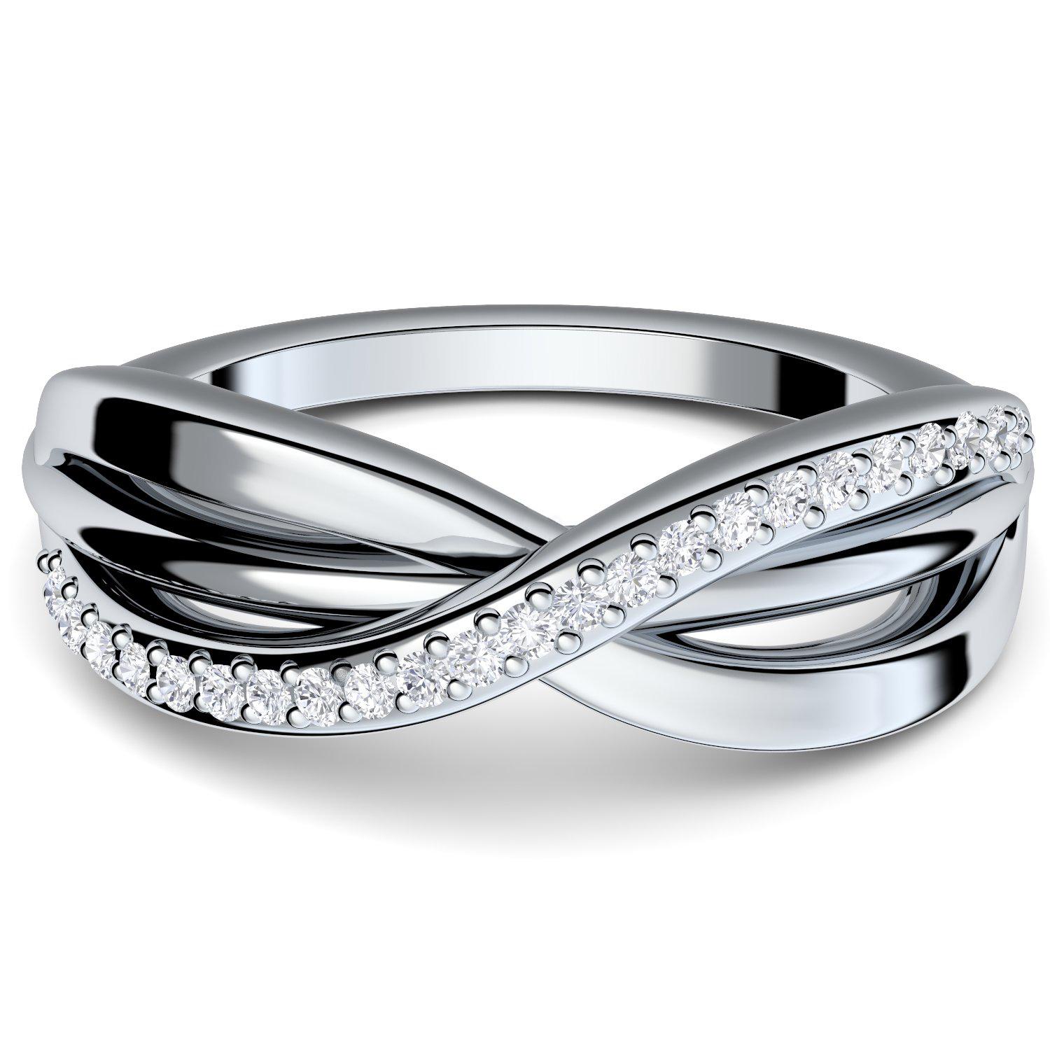 Damenring Verlobungsring Silber 925 Infinity Ring Unendlichkeit Silber Zirkonia Steine Verlobungsringe für Damen Frauen Freundin Geschenk Jahrestag