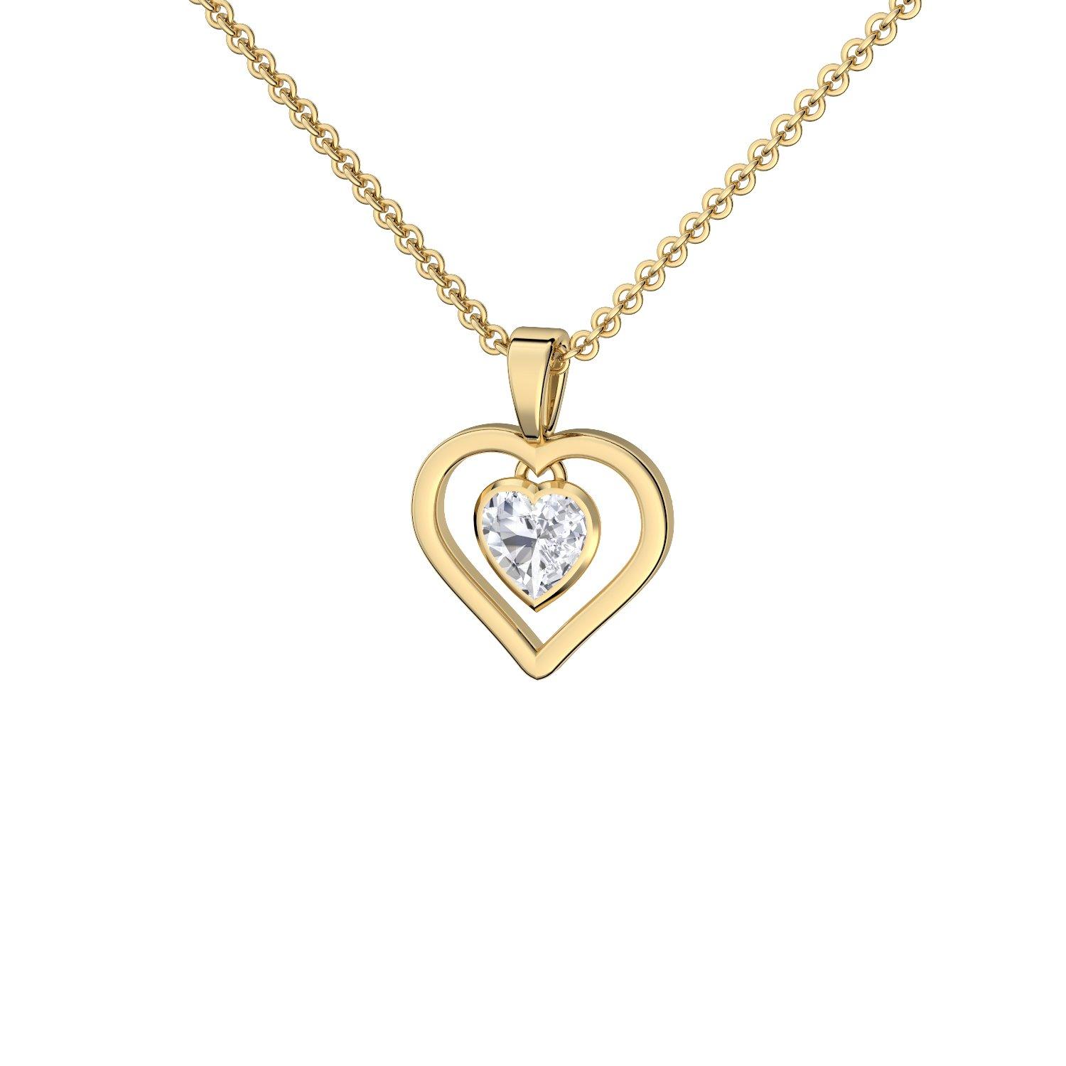 Herzkette Gold mit Steinchen hochwertig 925 Silber Herz Kette vergoldet Halskette Damen vergoldet Kette Geschenk Freundin Damen Kette mit Herzanhänger