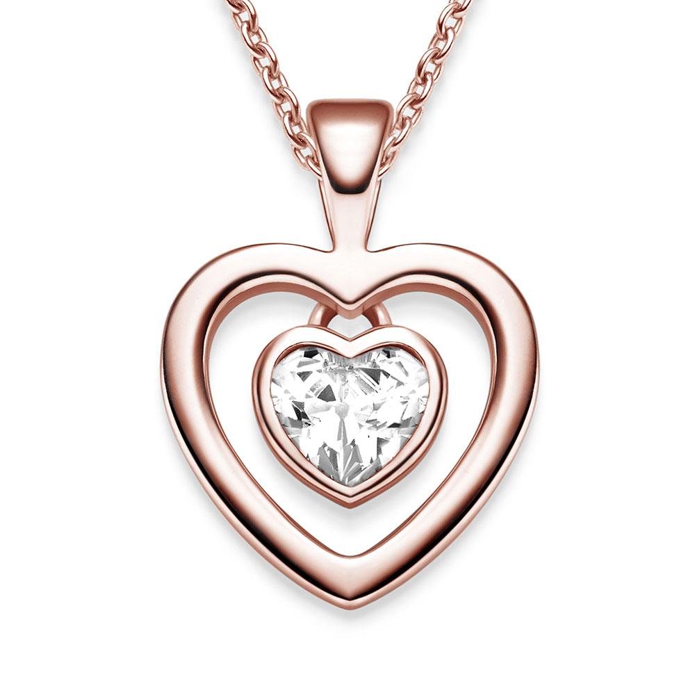 Herzkette Rosegold *inklusive Schmuck Etui* Herzanhänger mit Zirkonia Halskette Damen Herz Rose Kette vergoldet Halskette für Freundin Geschenke Frau