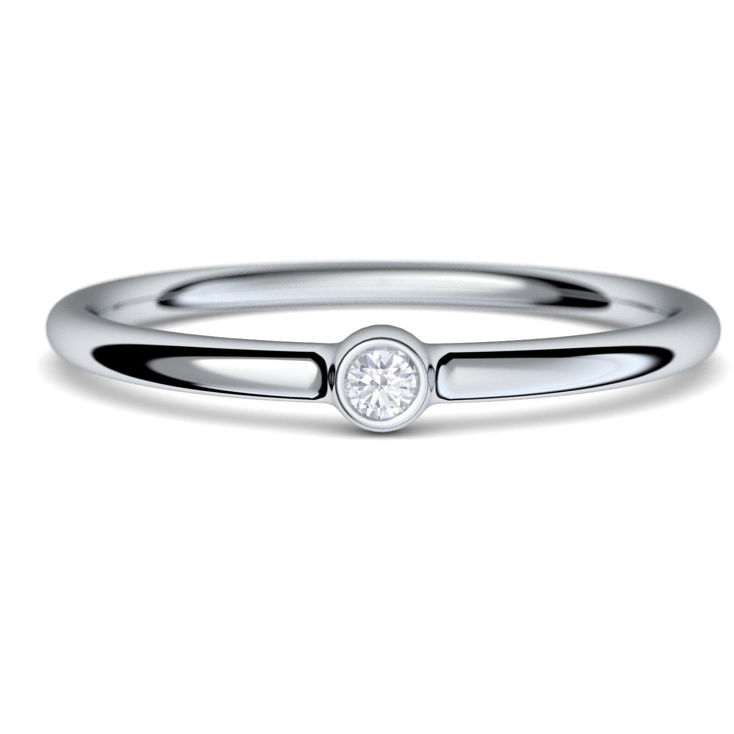 Verlobungsring Silber 925 + PREMIUM BOX, dünne elegante Verlobungsringe Zirkonia Solitär Verlobungsringe Ringe Verlobung schmal Damen Frauen Freundin