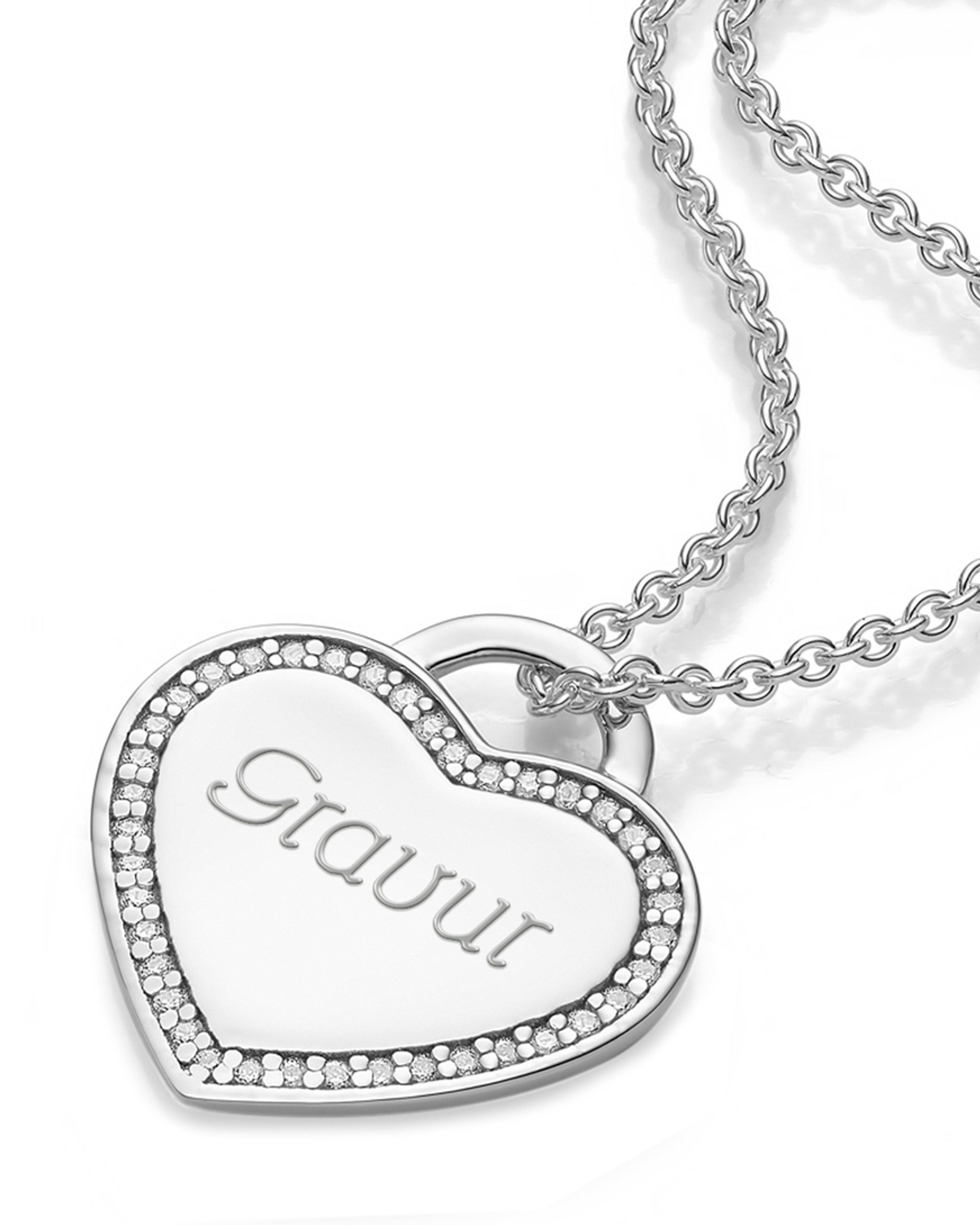 Herzkette mit GRAVUR Silber 925 Kette Halskette Herz Geschenke Damen Frauen Freundin Valentinstag Liebesgeschenke Jahrestag Schmuck Liebe Namen
