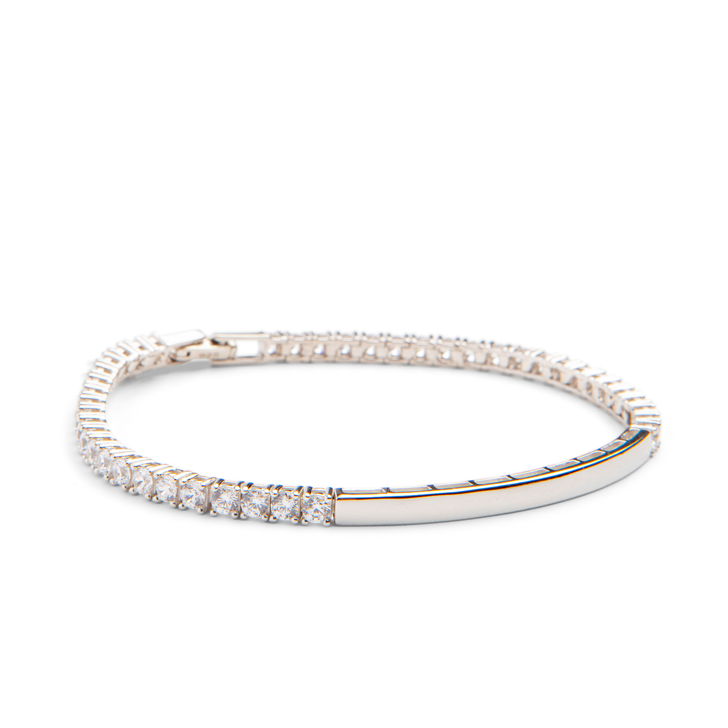 AMOONIC Damen Tennisarmband Serena aus 925er Silber mit Zirkonias - Personalisierbares Identarmband - Frauen Armkette als Geschenk für Sie