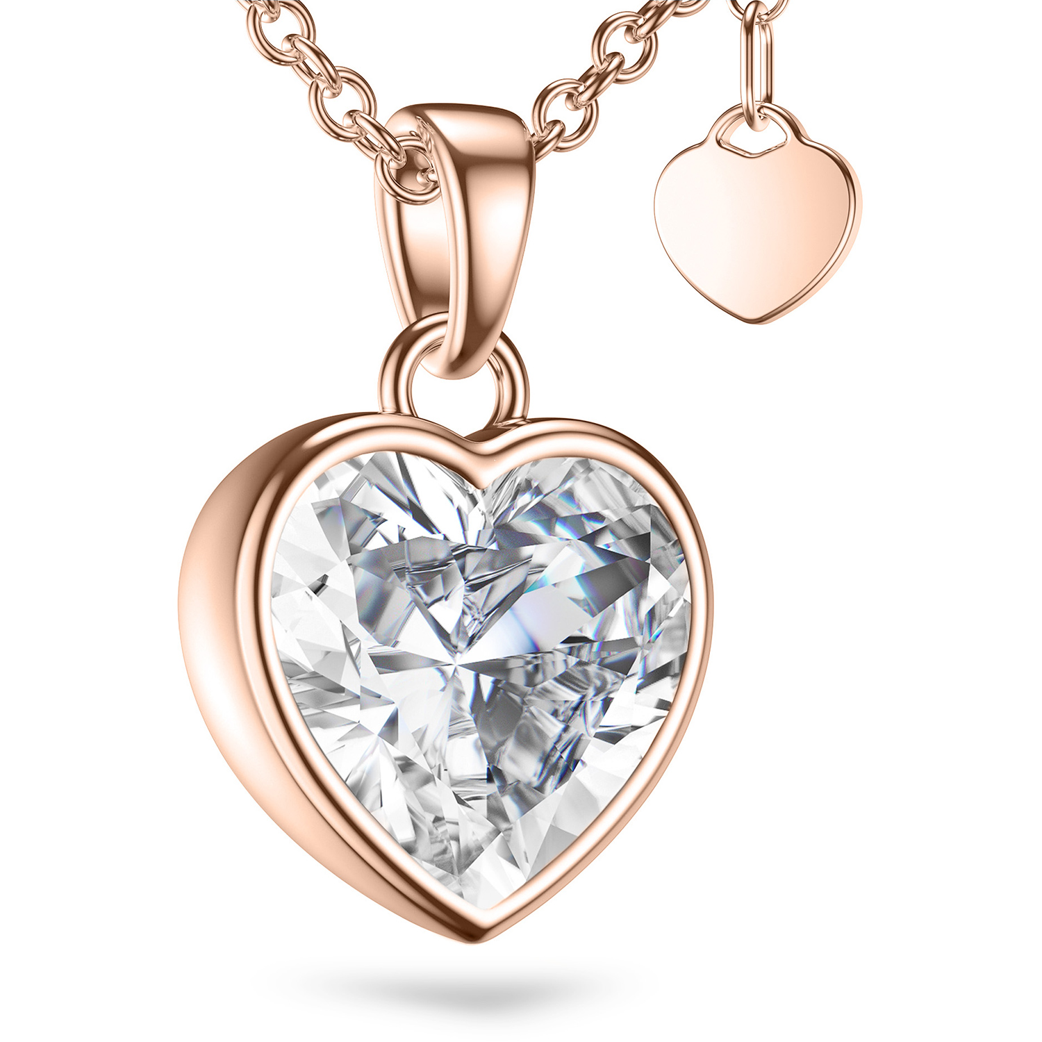 Halskette Rosegold *Premium Etui* Kette Damenkette Rosegold Herzkette Geschenk für Freundin Frau Damen Jahrestag Geburtstag Ketten Halsketten Rosé