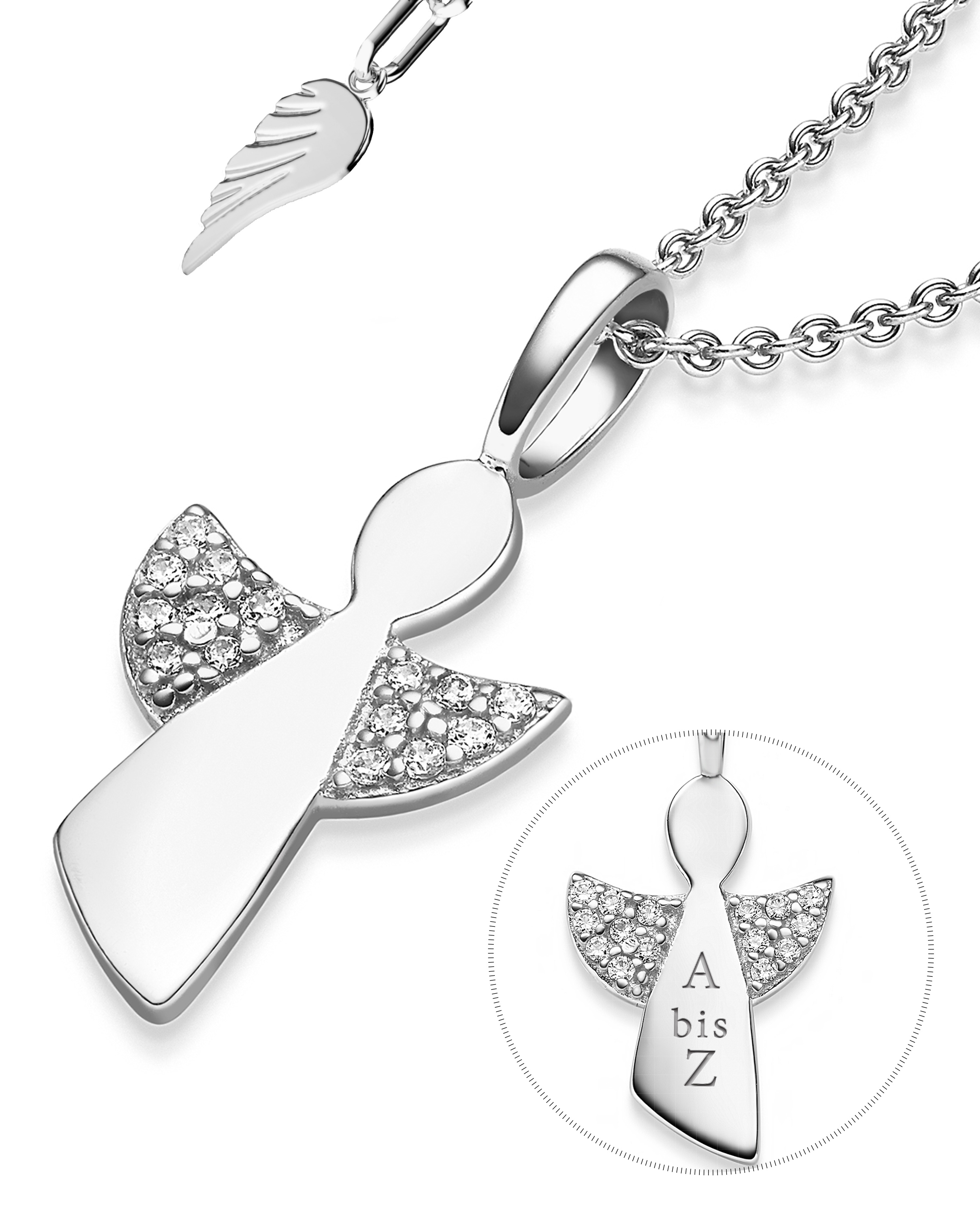 Schutzengel Kette Silber 925 Geschenk Mädchen Kommunion Taufe Einschulung Engelkette Engel Anhänger Kinder Baby Taufkette Taufgeschenk Kinderschmuck