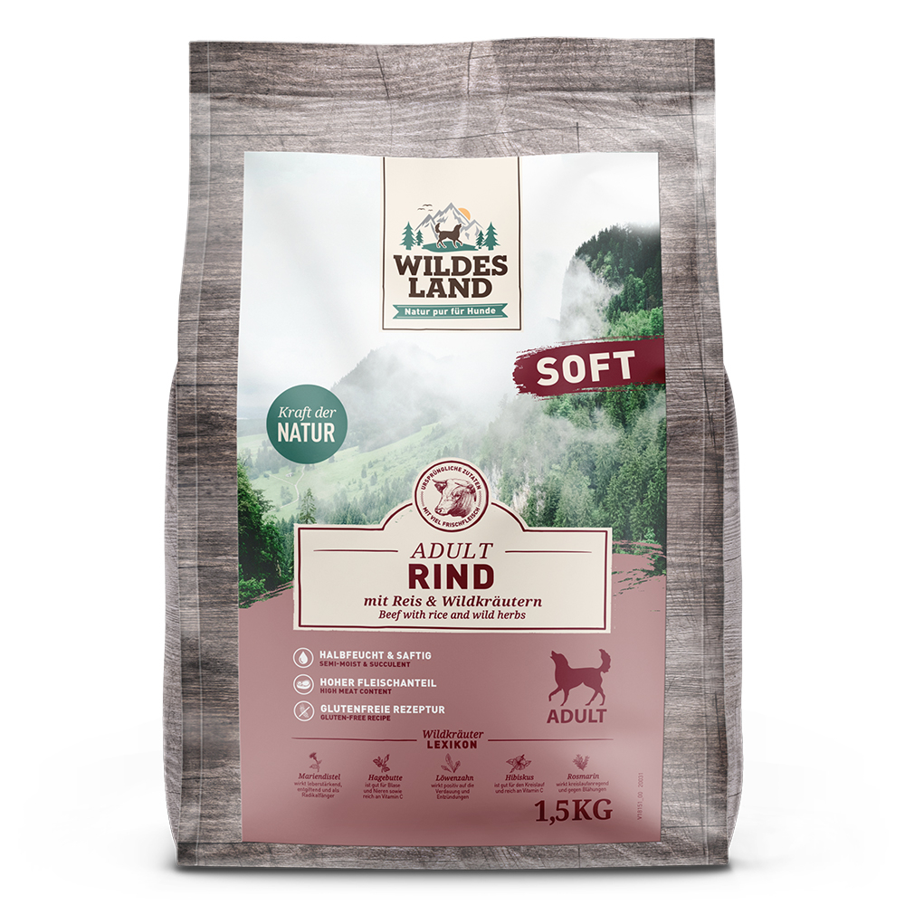 Wildes Land | Rind mit Reis und Wildkräutern | Soft Adult | 1,5 kg