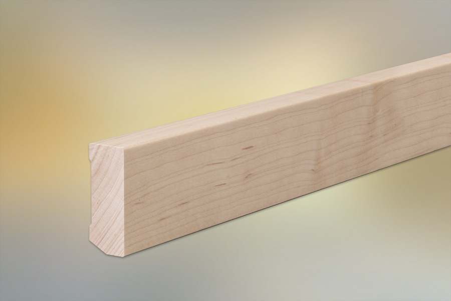 Sockelleisten Ahorn für Parkett und Massivholzdielen, 40 x 16 mm, Oberkante gerade, klar lackiert, fallende Längen 100 - 290 cm