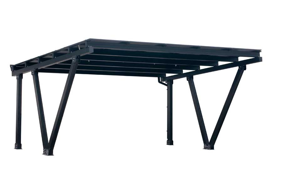 Carport Premium, Aluminium mit Solardach für 2 PKW, beidseitig Glasmodule, Modulleistung 440 W, 15 Module pro Carport, Caportmaße 5850 mm (B) x 5200 mm (T) x 3000 mm (H)