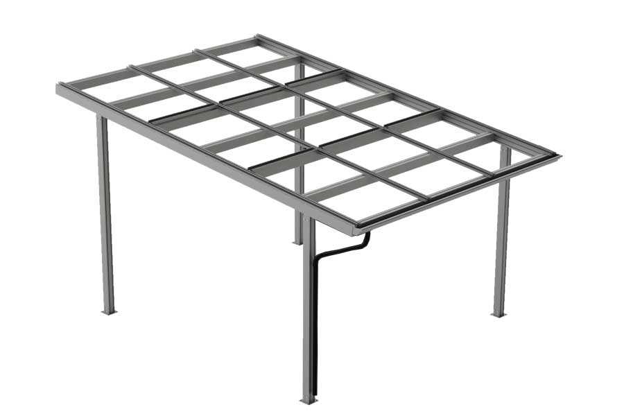 Bausatz Carport Singular, Aluminium ohne Solarmodule für 1 PKW, Caportmaße: 3571 mm (B) x 3040 mm (H) x 5268 mm (T) für bis zu 9 Module (Maße 1134 mm x 1722 mm x 30 mm)