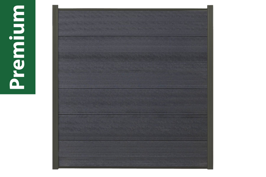 XXXL Premium Komplettset, WPC Coex. Zaun, anthrazit, 20 mm (S) x 1790 mm (B) x 1750 mm (H), Modulares Zaunsystem / Sichtschutz / Steckzaun inkl. Start- und Abschlussprofil (Serie WoodoSylt ohne Pfosten)