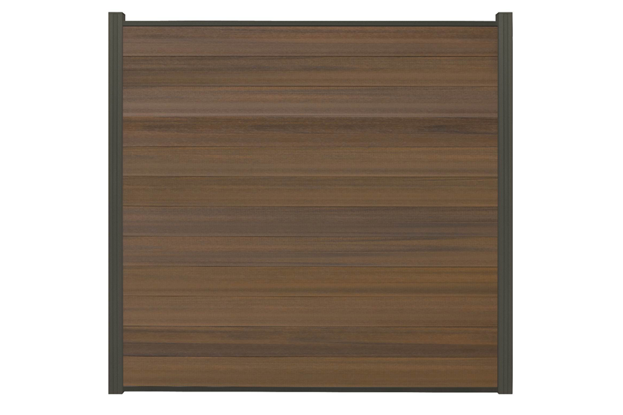 WPC Coex. Zaun Komplettset, teak, 20 mm (S) x 1790 mm (B) x 1730 mm (H), Modulares Zaunsystem / Sichtschutz / Steckzaun inkl. Start- und Abschlussprofil (Serie WoodoWyk ohne Pfosten)