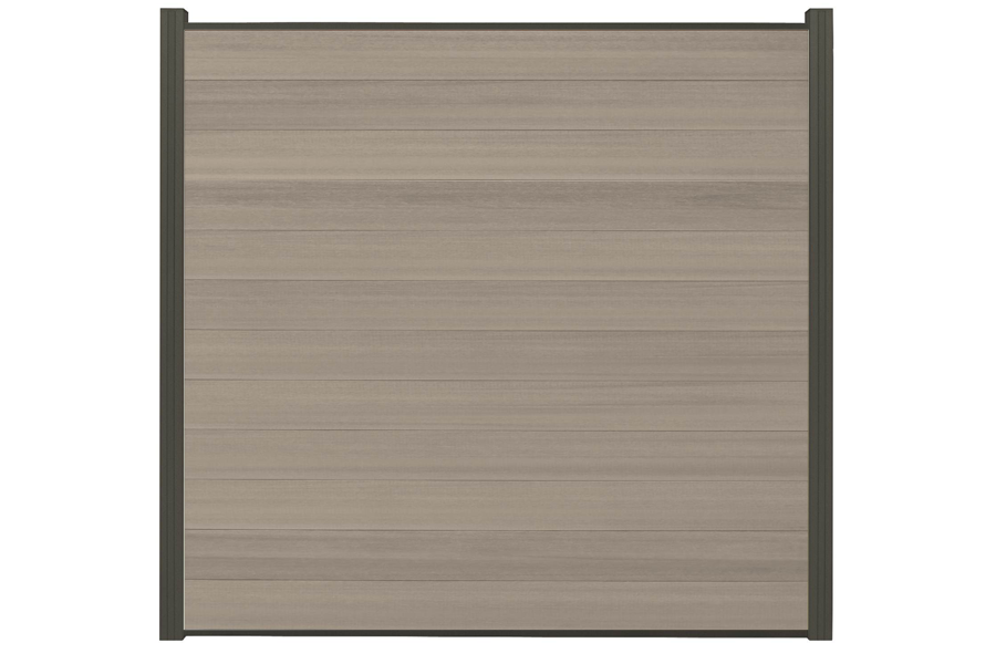 WPC Coex. Zaun Komplettset, grau meliert, 20 mm (S) x 1790 mm (B) x 1730 mm (H), Modulares Zaunsystem / Sichtschutz / Steckzaun inkl. Start- und Abschlussprofil (Serie WoodoWyk ohne Pfosten)