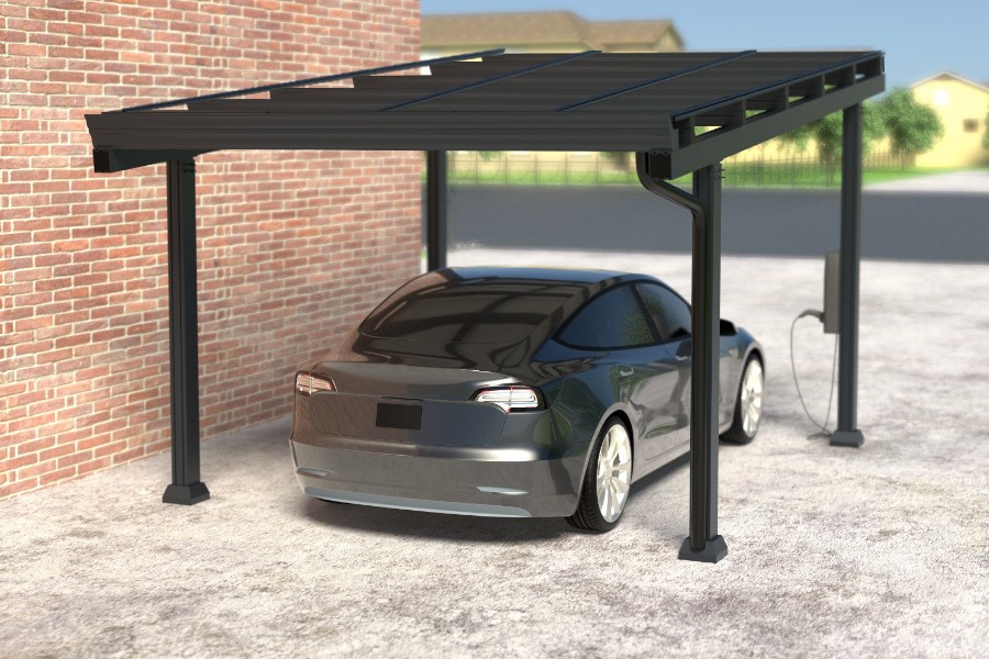Carport Bausatz für 1 PKW, Aluminium, ohne Solarmodule, Carportmaße 5200 x 3540 x 3000 mm