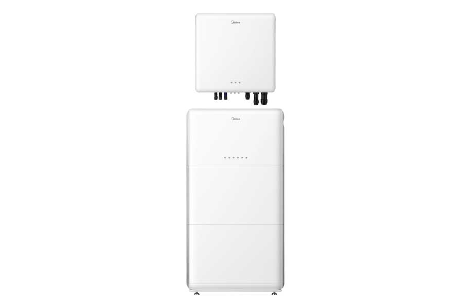 Komplettset Midea Solarspeicherset für 6 - 15 Module als Insellösung enthält: 2 Block Batterien (10 kW), 1 x Hybrid-Wechselrichter, 1 x DC/DC Wandler + Verkabelung