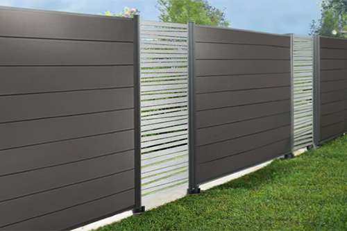 Designelemente für WPC Zaun, Edelstahl, Hochkant 60 cm (Breite) x 180 cm (Höhe), inkl. Befestigungsleiste (Linea passend für Serie Texel und Norderney)