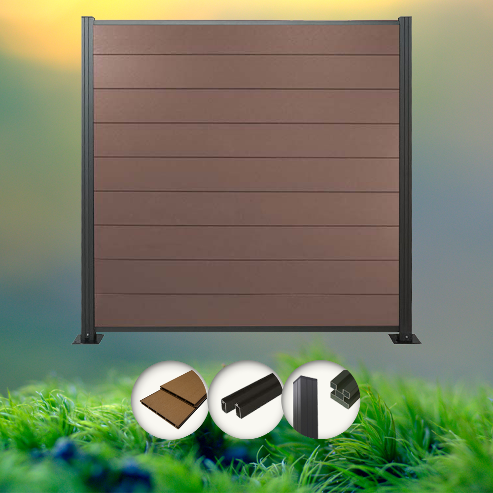 Komplettset Norderney braun  (1 x Zaun + 2 Pfosten anthrazit)