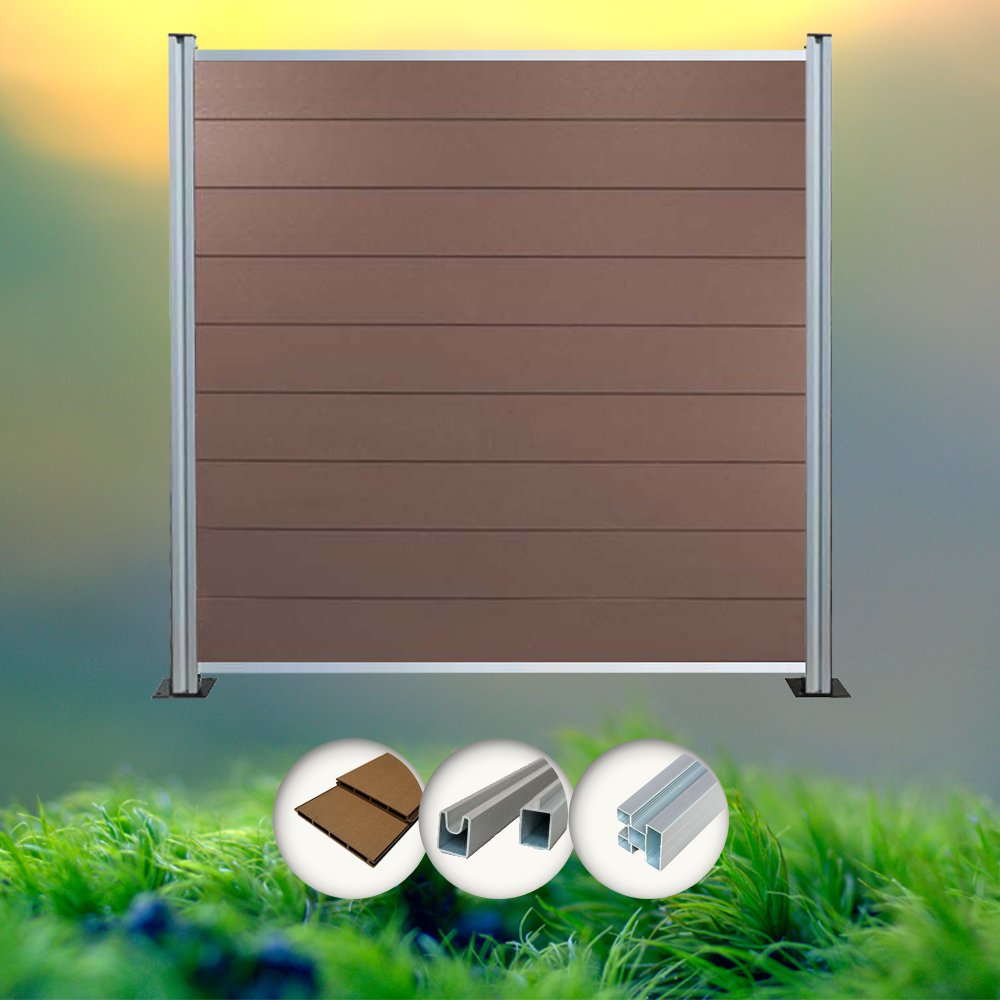 Komplettset Norderney braun  (1 x Zaun + 2 Pfosten silber)