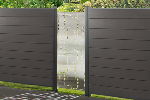 Designelemente für WPC Zaun, Edelstahl, Hochkant 60 cm (Breite) x 180 cm (Höhe), inkl. Befestigungsleiste (Puls passend für Serie Texel und Norderney)