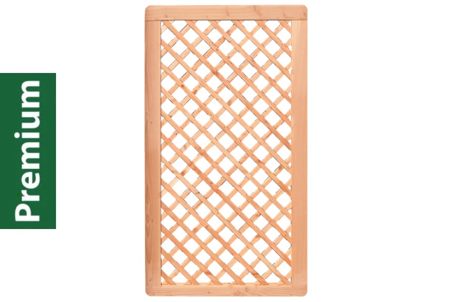 Premium Douglasie Sichtschutzzaun Holz, 98,5 cm (B) x 178,5 cm (H), Rankgitter diagonal - natur
