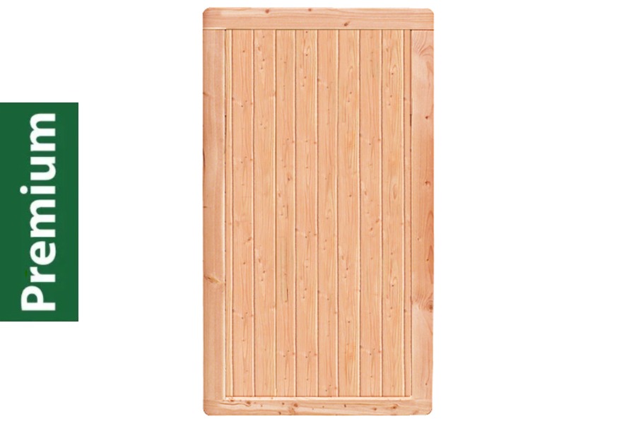 Premium Douglasie Sichtschutzzaun Holz, 98,5 cm (B) x 178,5 cm (H), Senkrechtfüllung mit Mittelsträbe - natur