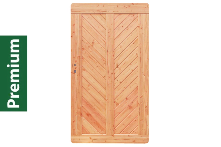 Premium Douglasie Gartentür, Sichtschutzzaun Holz, 100 cm (B) x 178,5 cm (H), Fischgrätmuster mit Mittelsträbe - natur