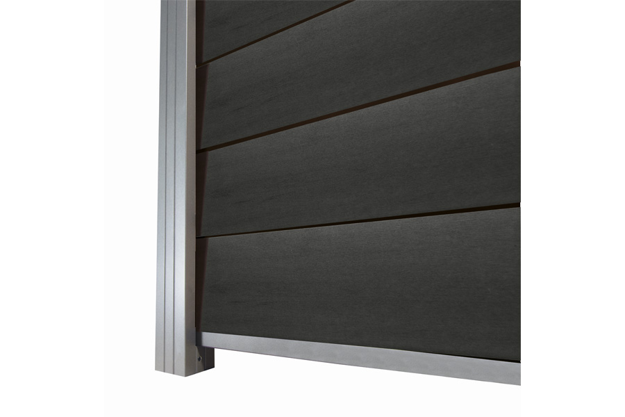 WPC Zaun / Sichtschutz / Steckzaun, 20 (S) x 1740 (H) x 1800 (B) mm, incl. Anfangs- und Abschlussleiste Modulares Zaunsystem in Keilspund Anthrazit (ohne Pfosten)