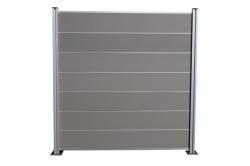Komplettset WPC Zaun / Sichtschutz / Steckzaun, grau 1860 mm (Höhe) x 20 mm (Stärke) x 1800 (Breite) mm, Zaunhöhe inkl. Mittelleiste, Start und Abschlussprofil (Komplettset Serie WoodoCasablanca ohne Pfosten)