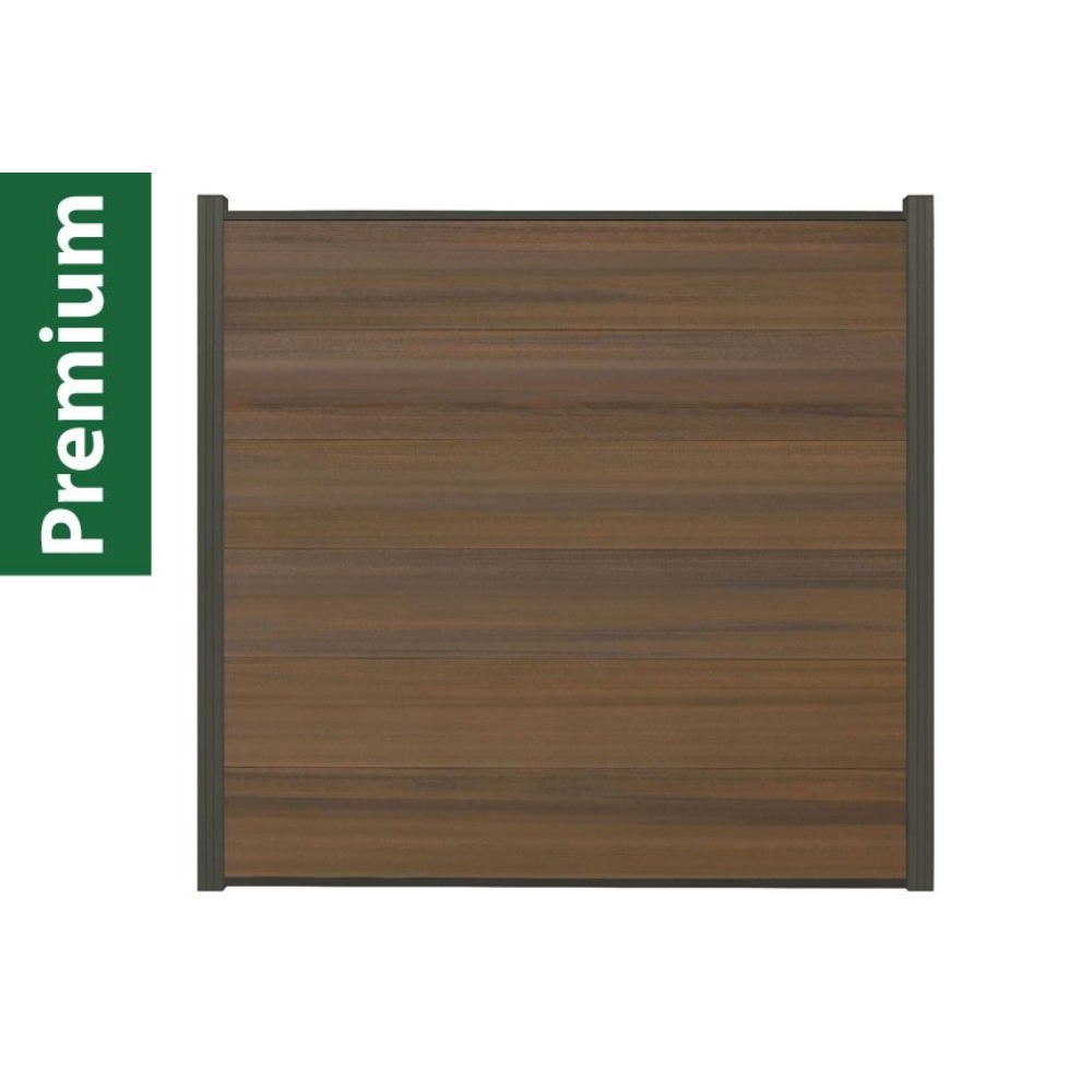 Komplettset XXXL Coex Sylt teak (1 x Zaun + 2 Pfosten anthrazit)