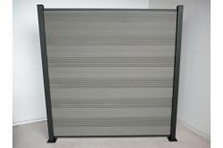 Komplettset WPC Zaun / Sichtschutz / Steckzaun, grau 1850 mm (Höhe) x 20 mm (Stärke) x 1800 (Breite) mm, Zaunhöhe inkl. Start und Abschlussprofil (Serie WoodoTexel ohne Pfosten)