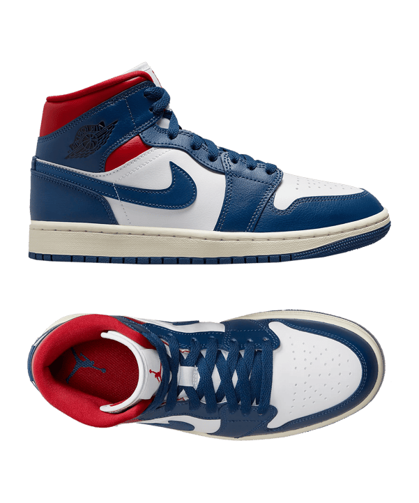 Jordan Air 1 Mid Damen Weiss Blau Rot F146