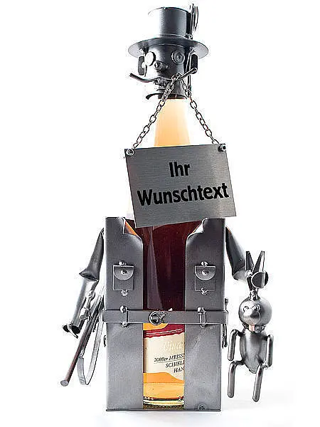 Flaschenhalter für Likör oder Schnaps - Schraubenmännchen Jäger