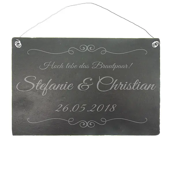 Schieferschild zur Hochzeit 30 x 20 cm mit Wunschtext