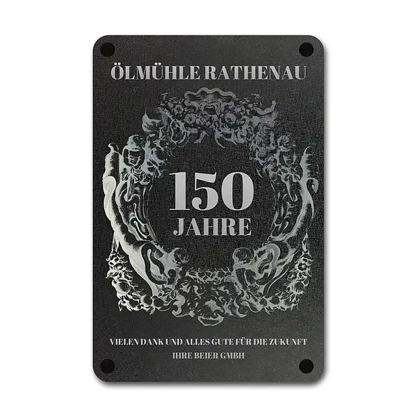 Jubiläumsschild mit Widmung - Strukturdibond mit Gravur 30 x 40 cm