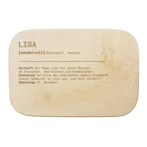 Namensgeschenk - Frühstücksbrettchen mit Gravur 28 x 19 cm