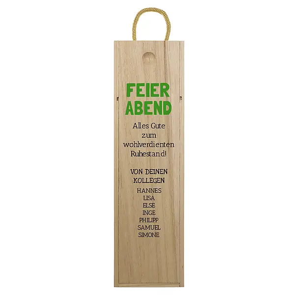 Personalisierte Weinkiste zur Verabschiedung in den Ruhestand | Feierabend