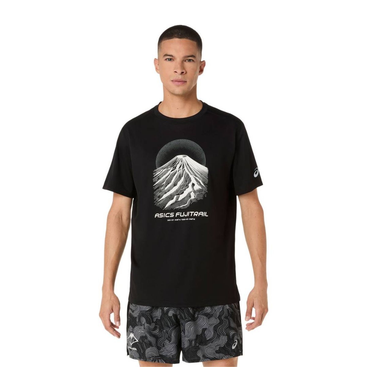 Asics Fujitrail Kurzarm-T-Shirt Schwarz Weiß, Größe S